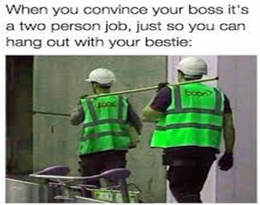 work bestie meme